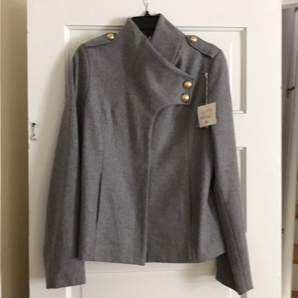 Lauren Moffatt grey cropped wool jacket